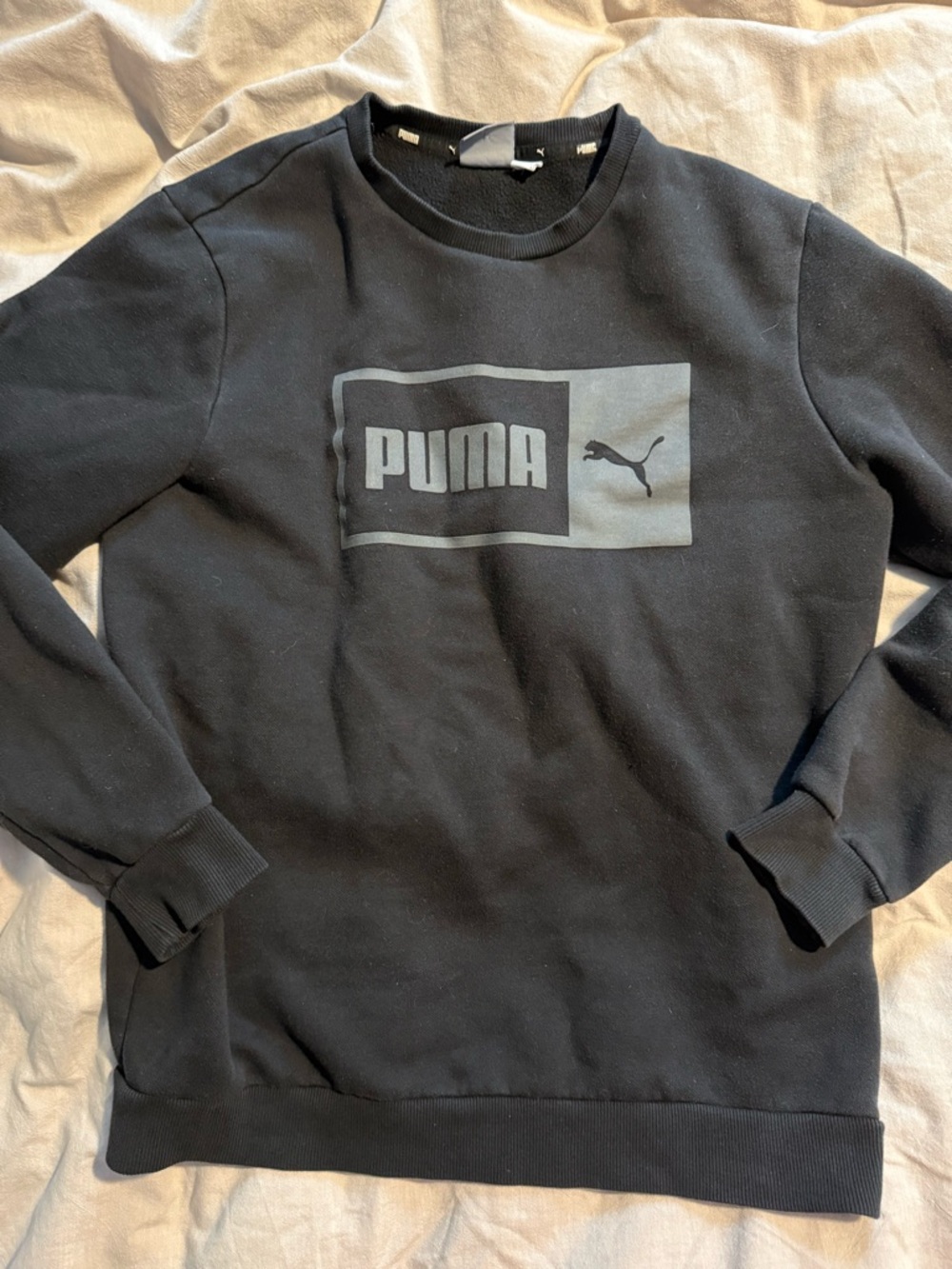 Puma Black Crewneck Sweatshirt with Gray Logo